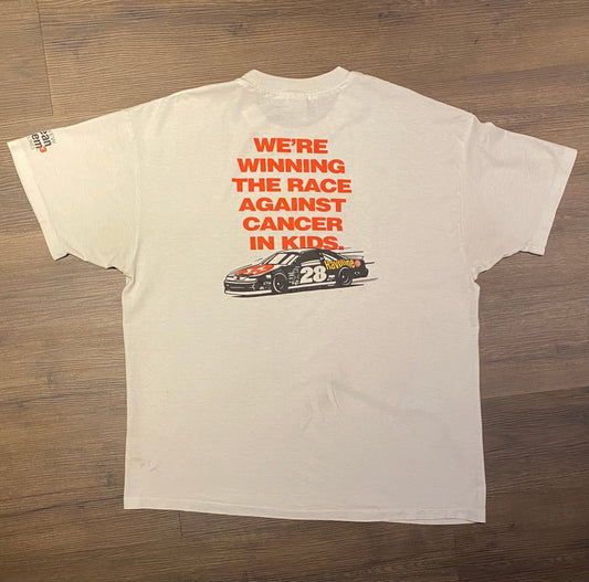 David Allison We're Winning The Race Against Cancer Graphic Tee | Size XL | Vintage 1990s Racing White T-Shirt | Free Shipping to USA |