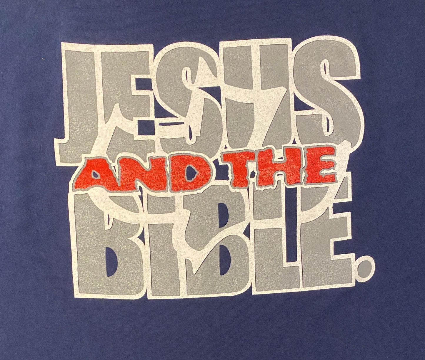 Jesus And The Bible Graphic Tee | Size XL | Vintage 1990s Religion Christianity Bible Blue T-Shirt | Free Shipping to USA |