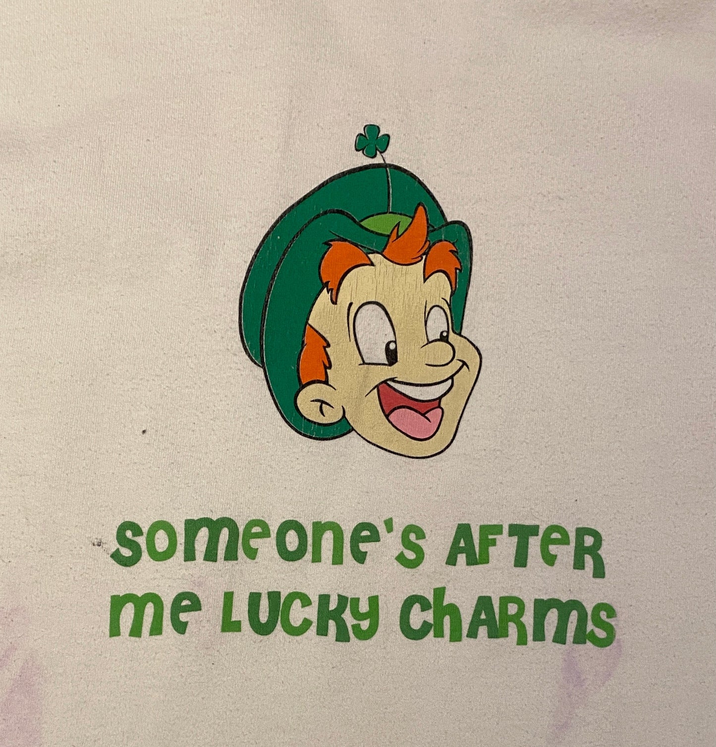 Someone's After Me Lucky Charms Graphic Tee | Size Medium | Vintage 2000s Cartoon Promotional White T-Shirt | Free Shipping to USA |