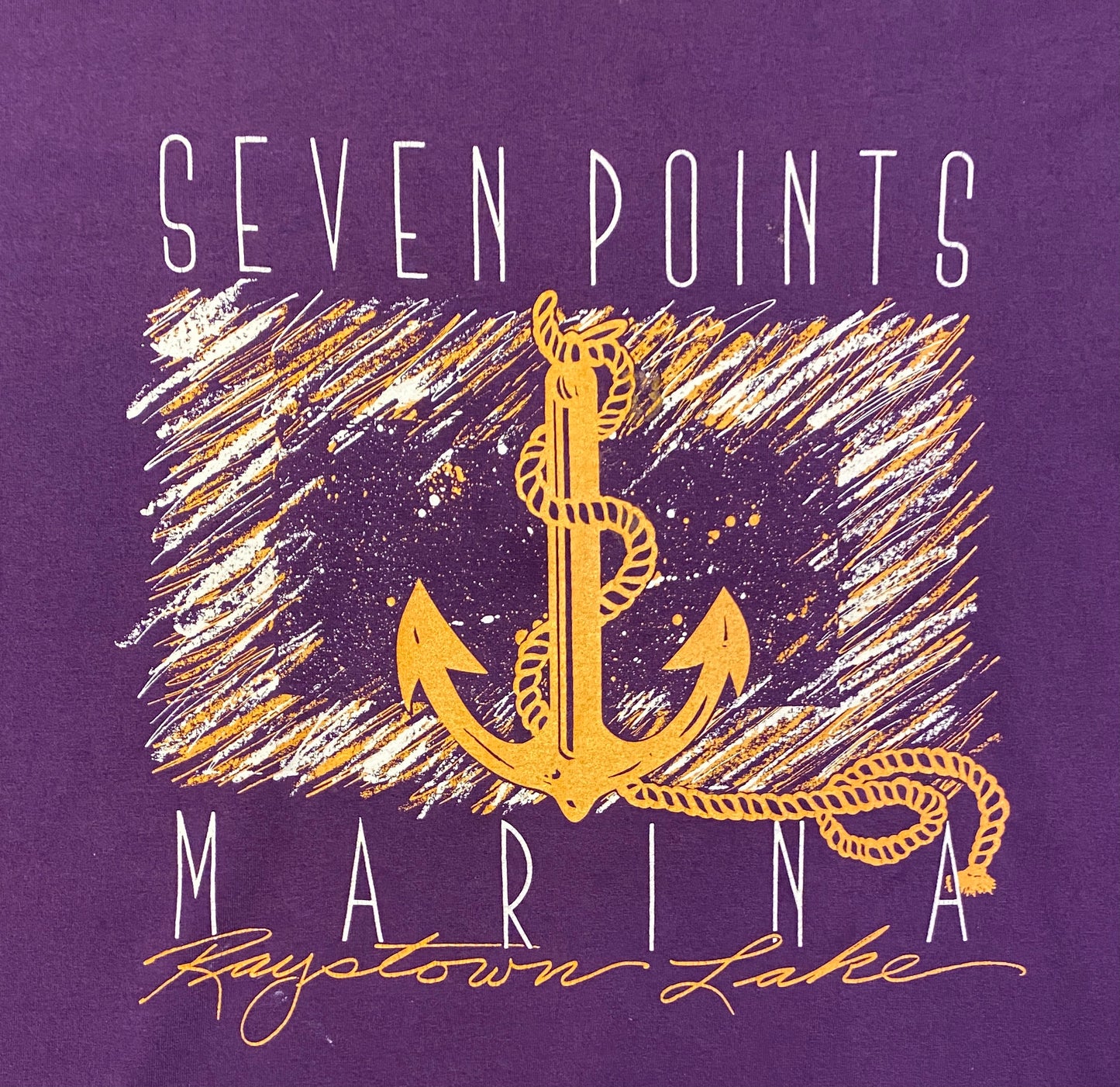 Seven Points Marina, Raystown Lake Graphic Tee | Size Large | Vintage 1990s Single Stitch Purple T-Shirt | Made in USA|Free Shipping to USA|