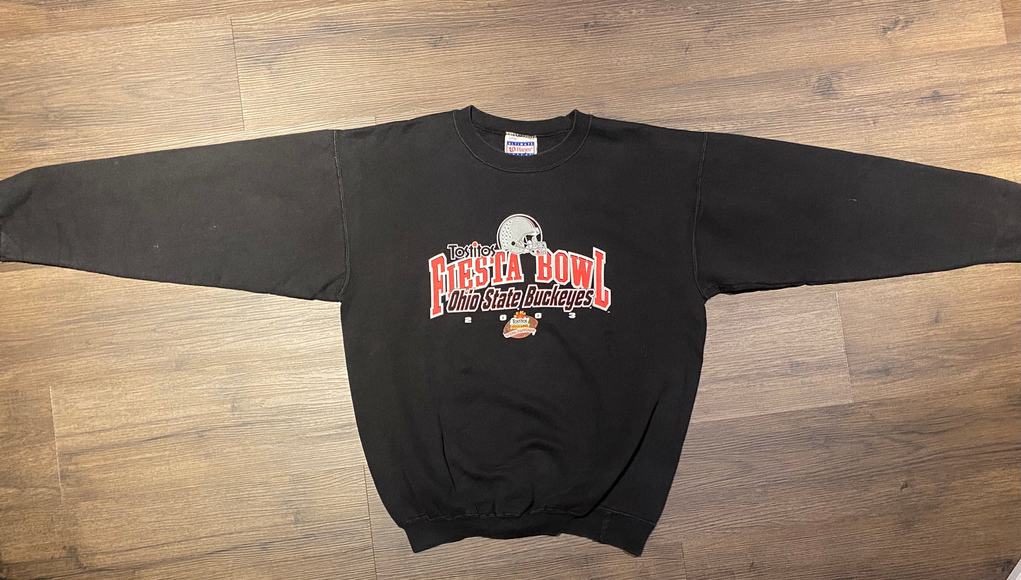 Ohio State Buckeyes Tostitos Fiesta Bowl Graphic Crewneck | Size Medium | Vintage 2000s College Football Black Sweater|Free Shipping to USA|