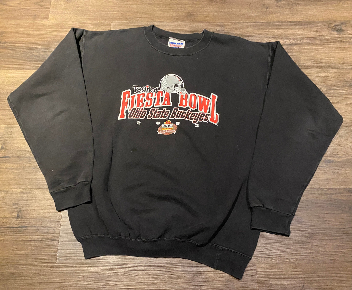 Ohio State Buckeyes Tostitos Fiesta Bowl Graphic Crewneck | Size Medium | Vintage 2000s College Football Black Sweater|Free Shipping to USA|