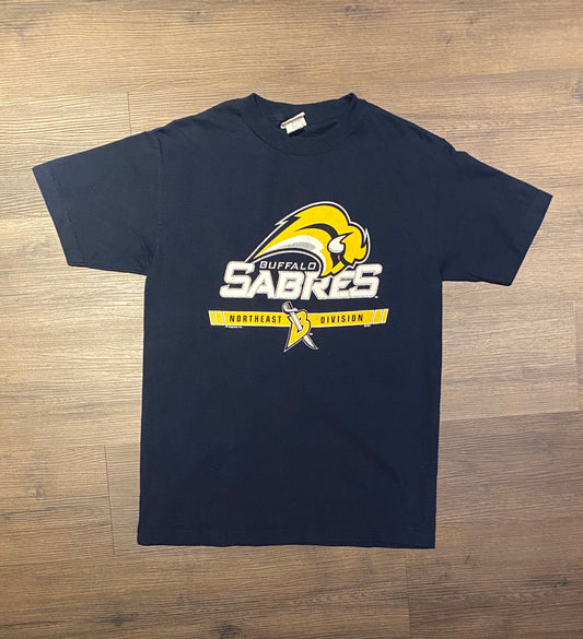 Buffalo Sabres Northeast Division Graphic Tee | Size Medium | Vintage 2000s NHL Hockey Blue T-Shirt | Lee Sports Tag | Free Shipping to USA|