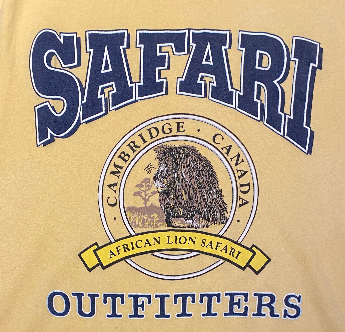 African Lion Safari Cambridge, Canada Tank Top Graphic Hoodie | Size Medium | Vintage 1990s Tourist Yellow T-Shirt | Free Shipping to USA |