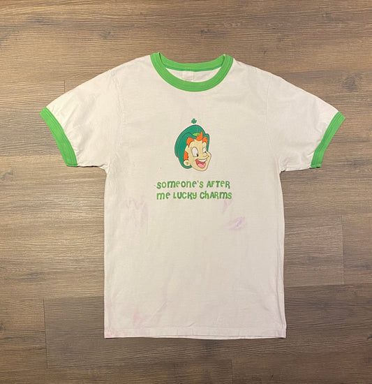 Someone's After Me Lucky Charms Graphic Tee | Size Medium | Vintage 2000s Cartoon Promotional White T-Shirt | Free Shipping to USA |