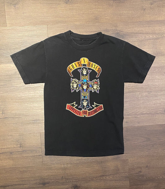 Guns N' Roses Appetite For Destruction Graphic Tee | Size Small | Vintage 2000s Hard Rock Band Music Black T-Shirt | Free Shipping to USA |