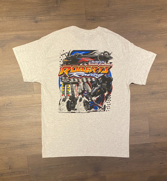 Casey Roberts Racing Laurens, South Carolina Graphic Tee | Size Large | Vintage 2000s Drag Racing Grey T-Shirt | Free Shipping to USA |