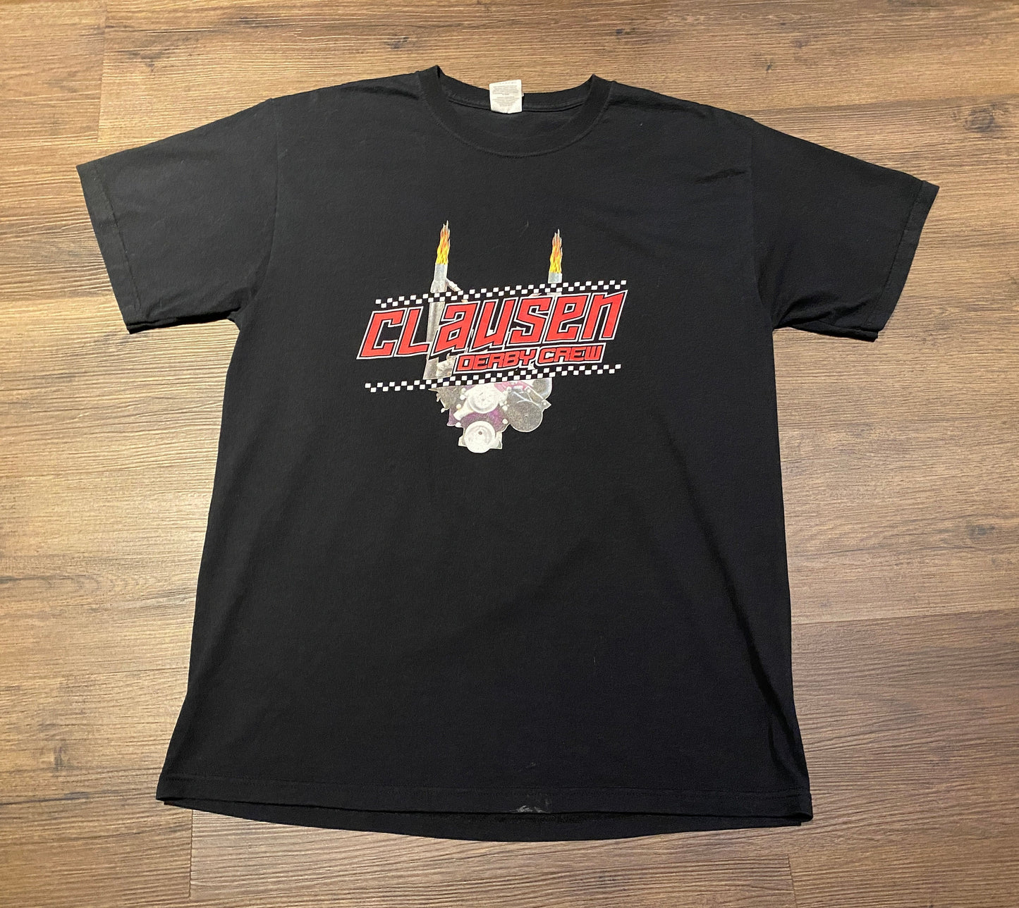 Clausen Derby Crew Racing Team Graphic Tee | Size Large | Vintage 2000s Promotional Racing Black T-Shirt | Free Shipping to USA |