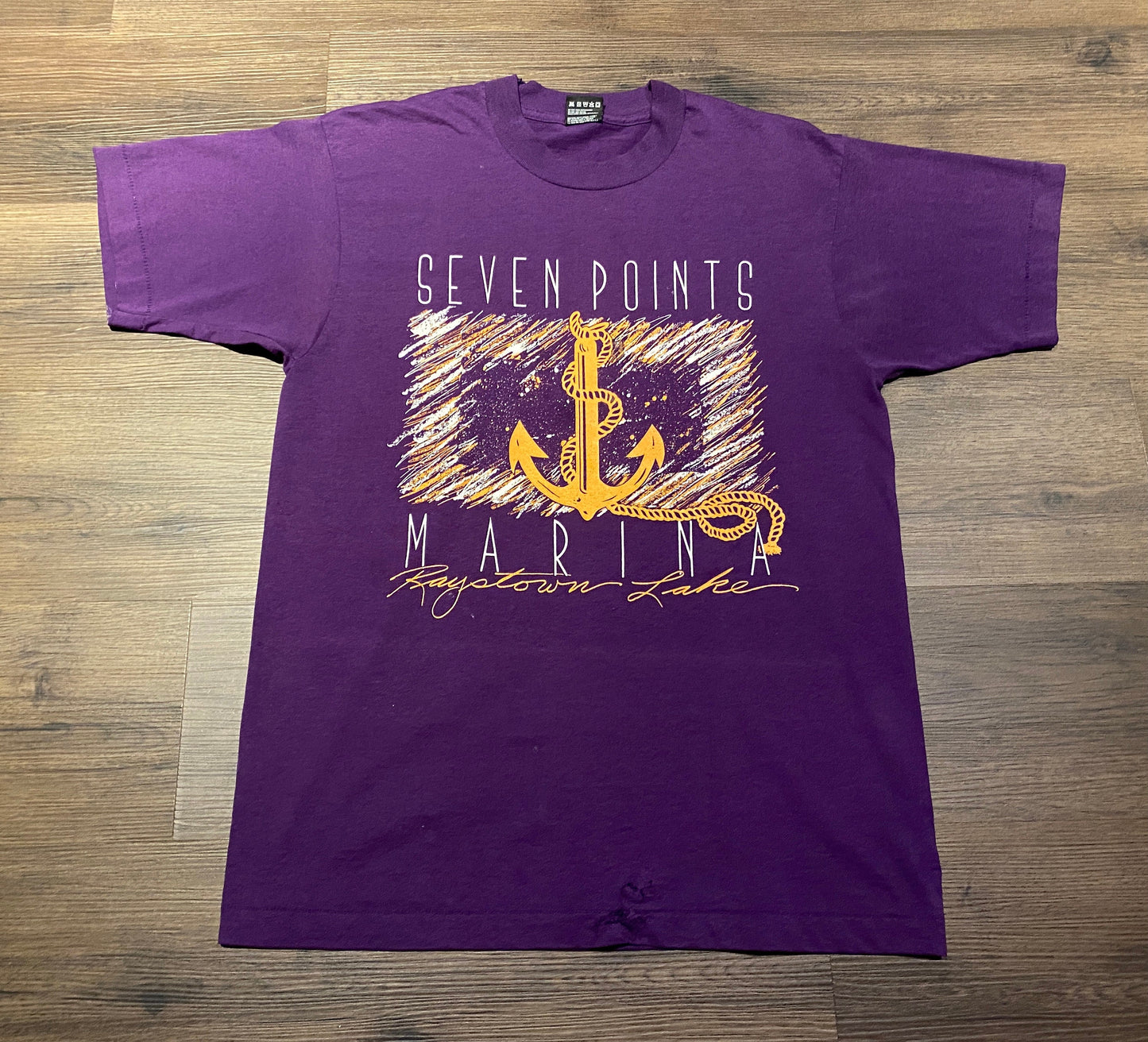 Seven Points Marina, Raystown Lake Graphic Tee | Size Large | Vintage 1990s Single Stitch Purple T-Shirt | Made in USA|Free Shipping to USA|