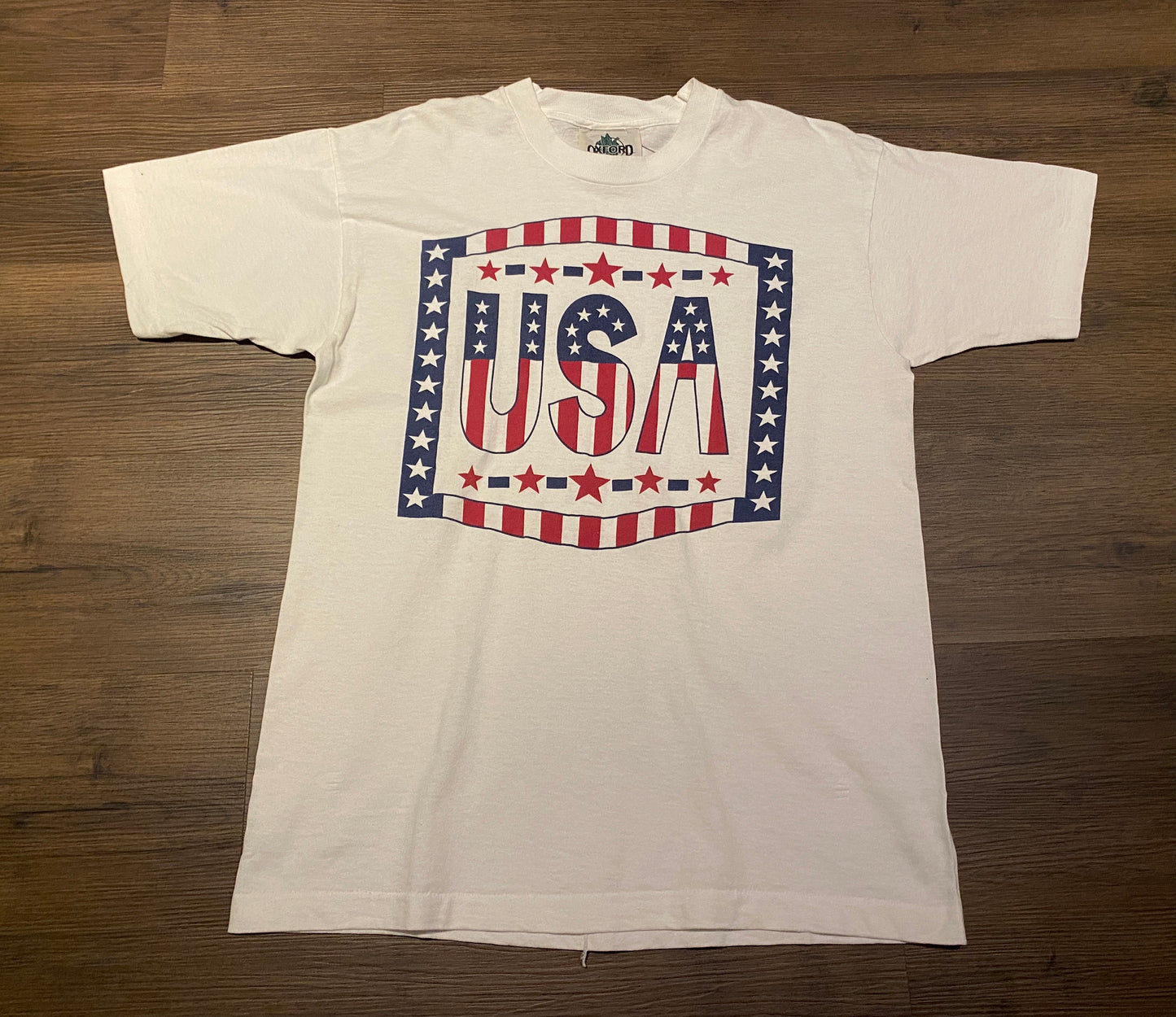 United States of America Flag Graphic Tee | Size Large | Vintage 1990s Single Stitch Tourist T-Shirt | Made in USA | Free Shipping to USA |