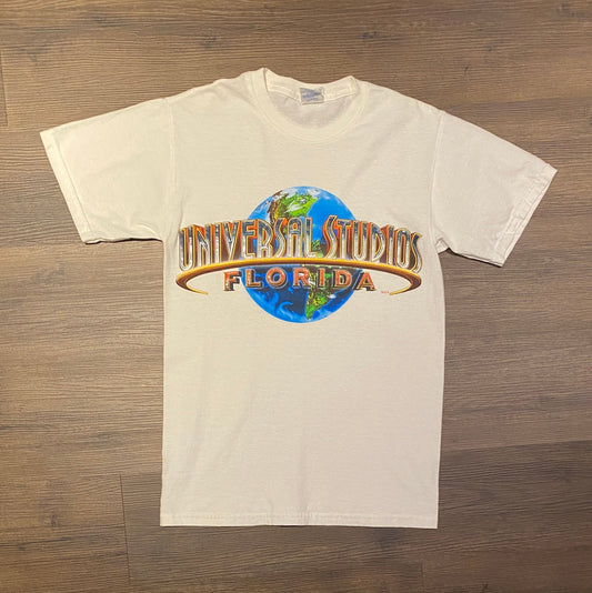 Universal Studios Florida Graphic Tee | Size Small | Vintage 1990s Promotional White T-Shirt | Orlando, Florida | Free Shipping to USA |