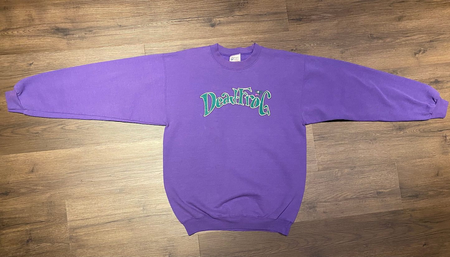 Dead Frog Brewery Graphic Crewneck | Size Medium | Vintage 1990s Promotional Bar Purple Sweater | Free Shipping to USA |