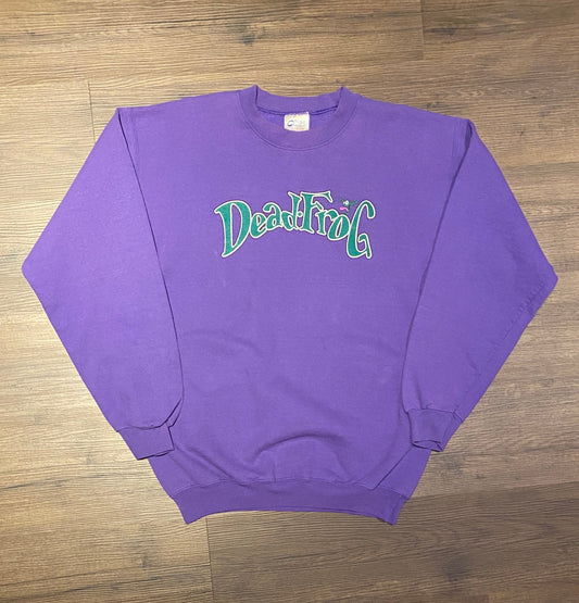 Dead Frog Brewery Graphic Crewneck | Size Medium | Vintage 1990s Promotional Bar Purple Sweater | Free Shipping to USA |