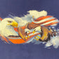 Eagles In The Sky Graphic Tee | Size Medium | Vintage 2000s Retro Animal Graphic Blue T-Shirt |