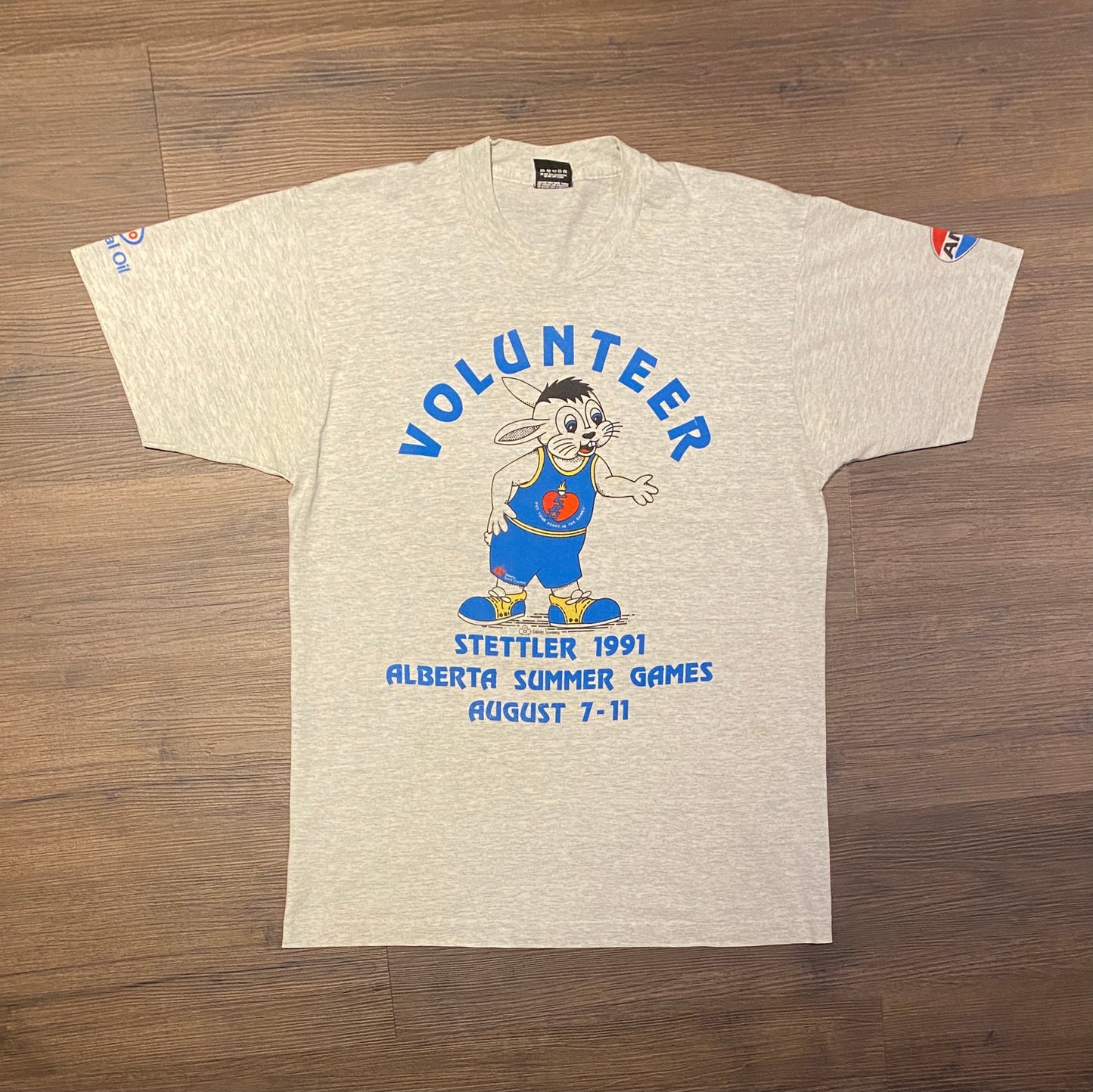 Alberta Summer Games 1991 Volunteer Graphic Tee | Size Large | Vintage 1990s Single Stitch Grey T-Shirt | Free Shipping to USA |