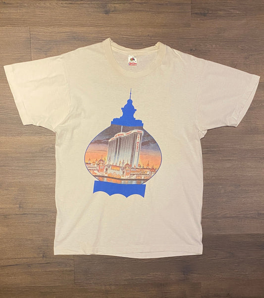 Trump Taj Mahal Casino & Resort Graphic Tee | Size Large | Vintage 1990s Single Stitch Promotional White T-Shirt | Free Shipping to USA |