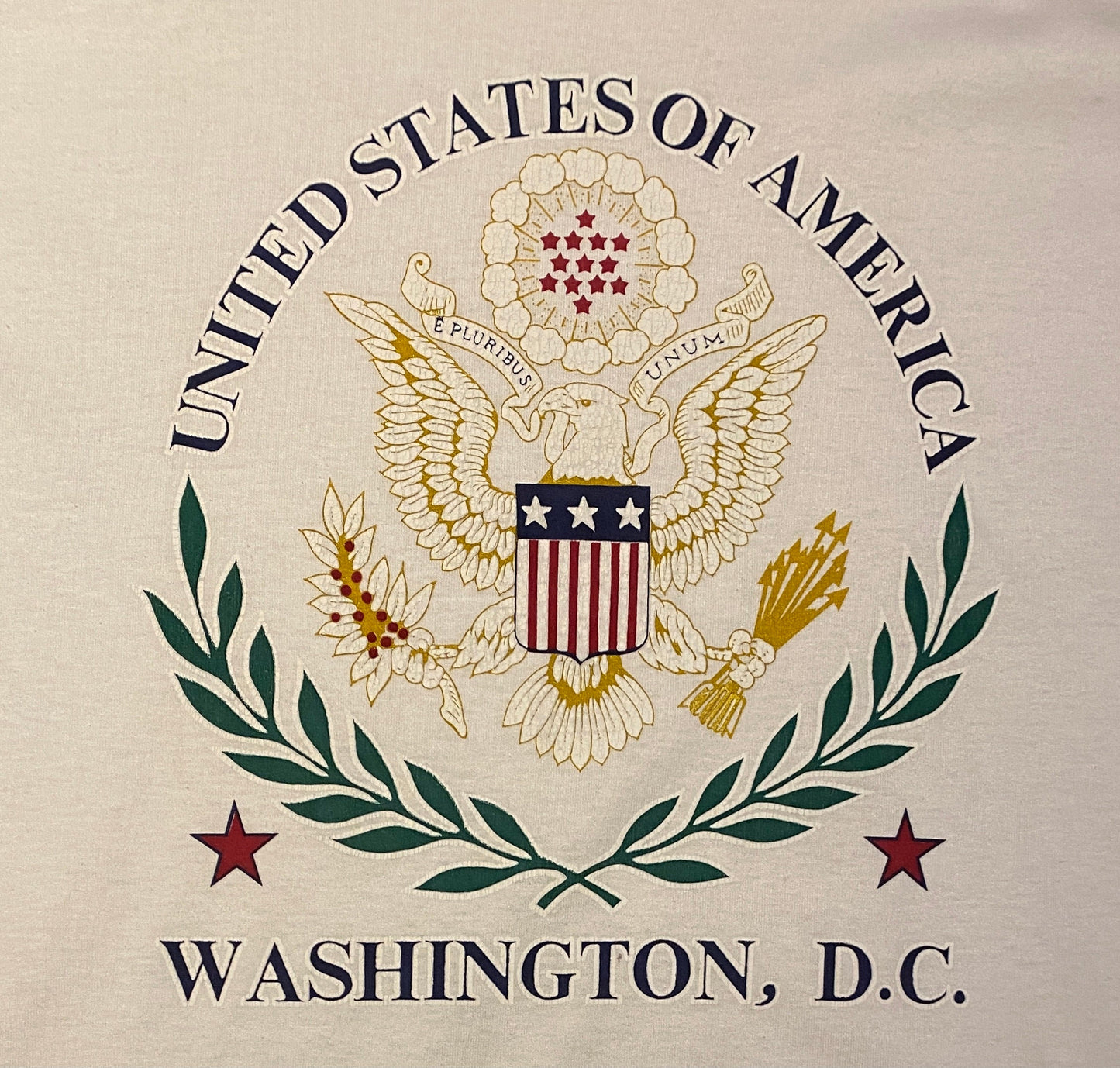 United States Of America Coat Of Arms Graphic Tee | Size XL | Vintage 1990s Single Stitch Tourist White T-Shirt | Free Shipping to USA |