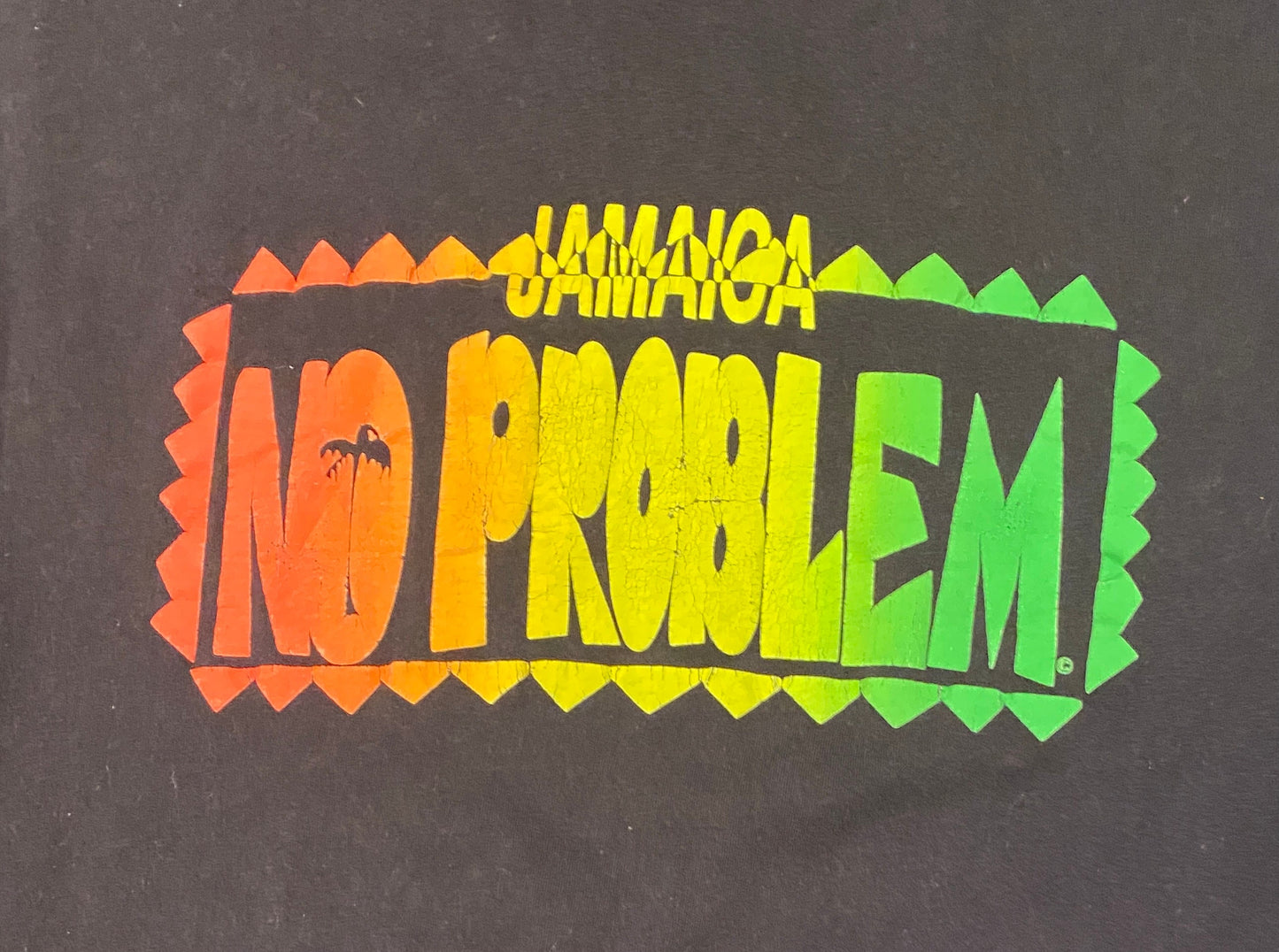 Jamaica No Problem Flag Coloured Graphic Tee | Size X-Large | Vintage 1990s Single Stitch Tourist Black T-Shirt | Free Shipping to USA |