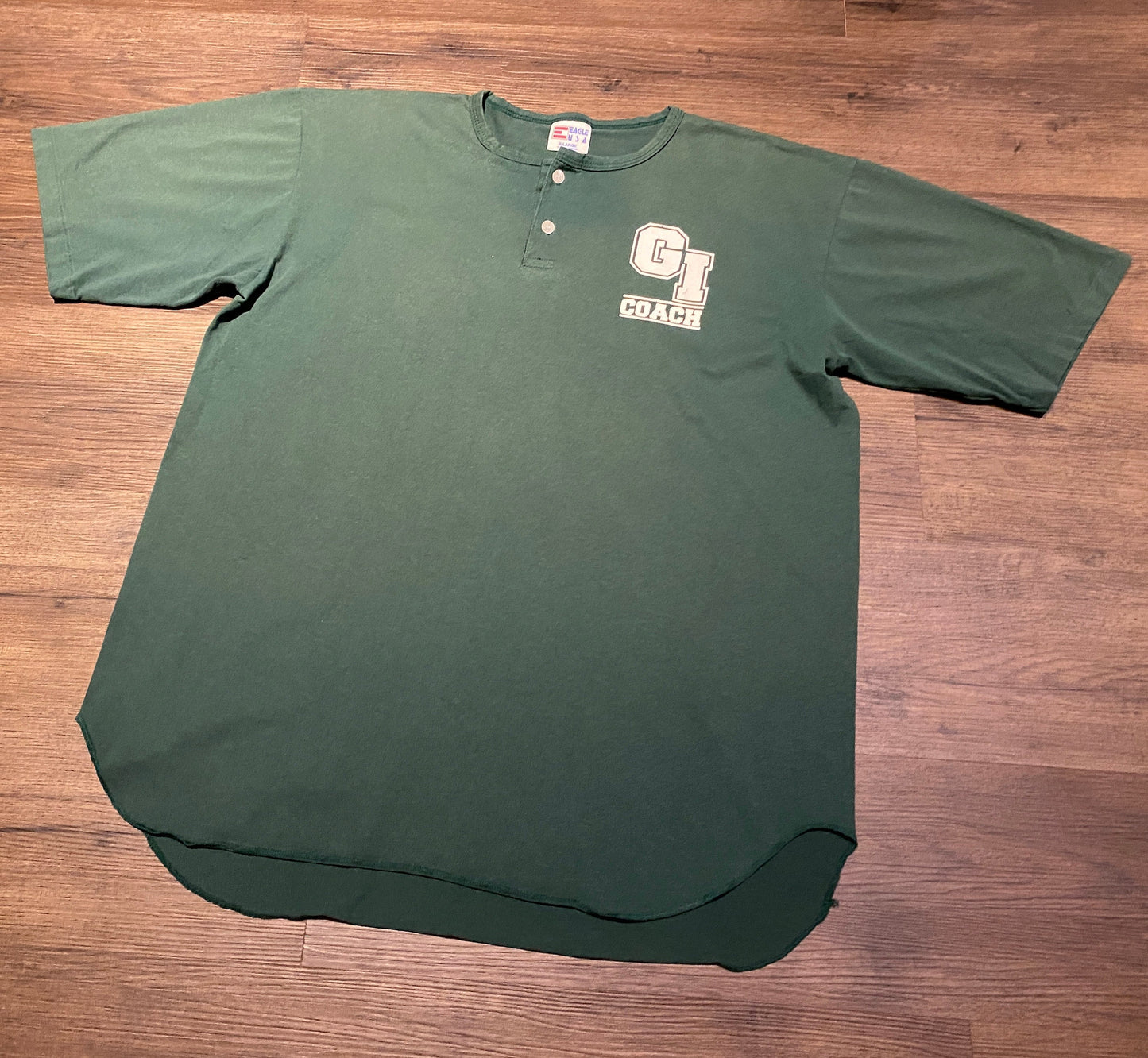 GI Coach High School Graphic Tee | Size X-Large | Vintage 1990s American High School Football Green & White T-Shirt | Free Shipping to USA |