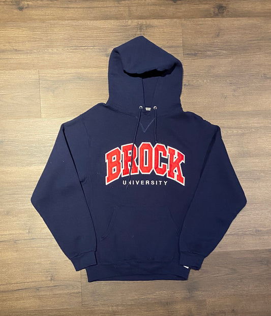 Brock University Embroidered Graphic Hoodie | Size Small | Vintage 2000s Russell College Blue Sweatshirt | Free Shipping to USA |