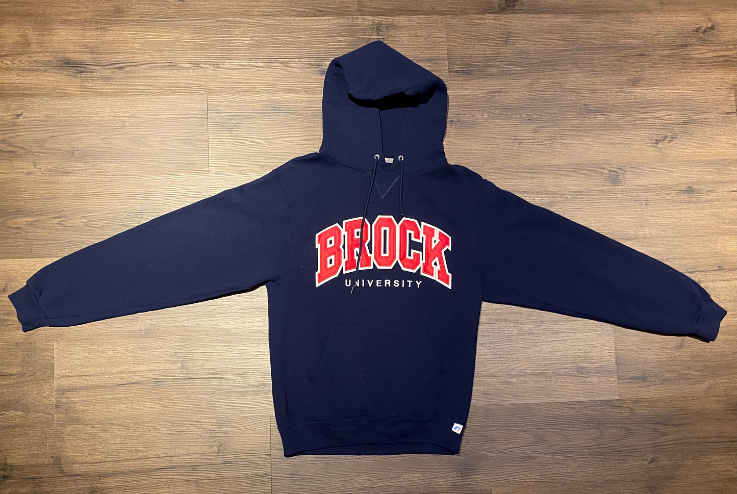 Brock University Embroidered Graphic Hoodie | Size Small | Vintage 2000s Russell College Blue Sweatshirt | Free Shipping to USA |