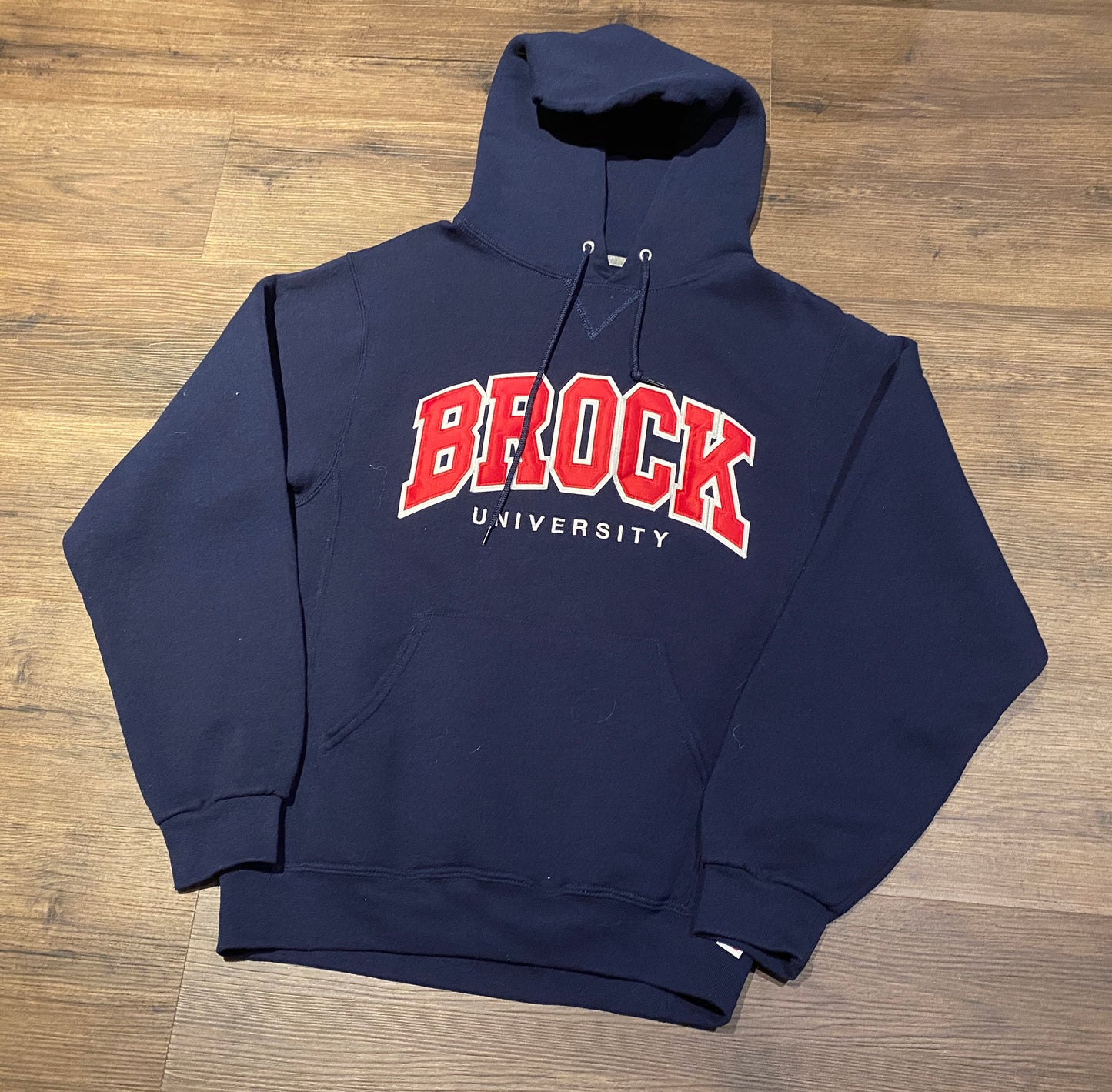 Brock University Embroidered Graphic Hoodie | Size Small | Vintage 2000s Russell College Blue Sweatshirt | Free Shipping to USA |