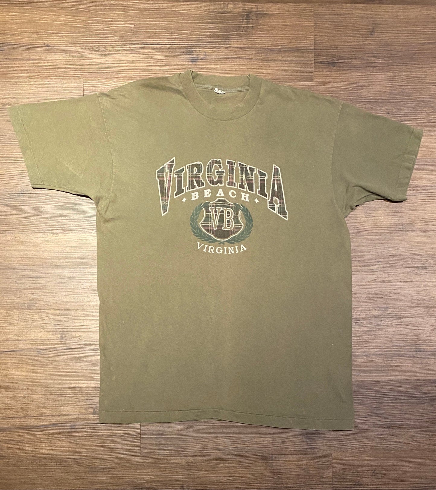 Virginia Beach, Virginia Graphic Tee | Size XX-Large | Vintage 1990s Single Stitch Tourist Green T-Shirt | Free Shipping to USA |