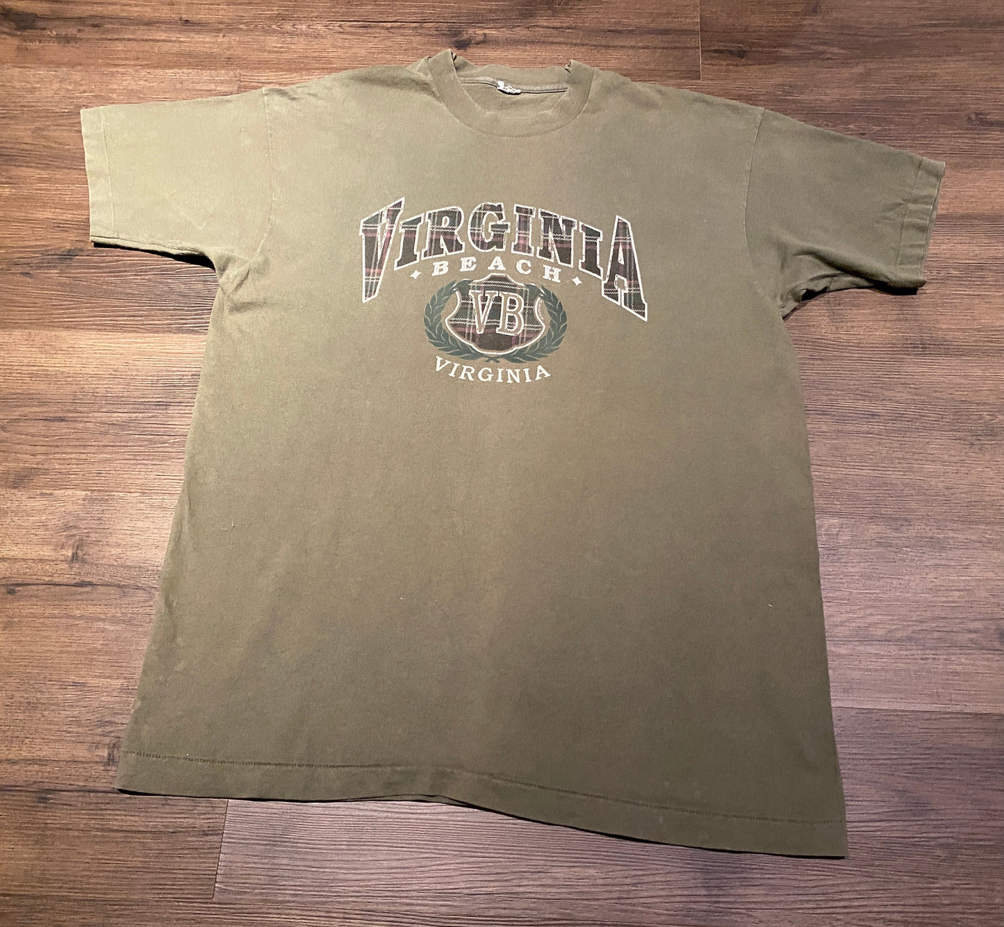 Virginia Beach, Virginia Graphic Tee | Size XX-Large | Vintage 1990s Single Stitch Tourist Green T-Shirt | Free Shipping to USA |