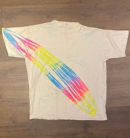 Colourful Abstract Art Graphic Tee | Size XL | Vintage 1990s Single Stitch White T-Shirt | Short Hills Tee | Free Shipping to USA |