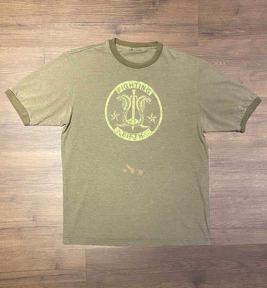 The Fighting Fifth Graphic Tee | Size X-Large | Vintage 2000s Promotional Green T-Shirt | Free Shipping to USA|