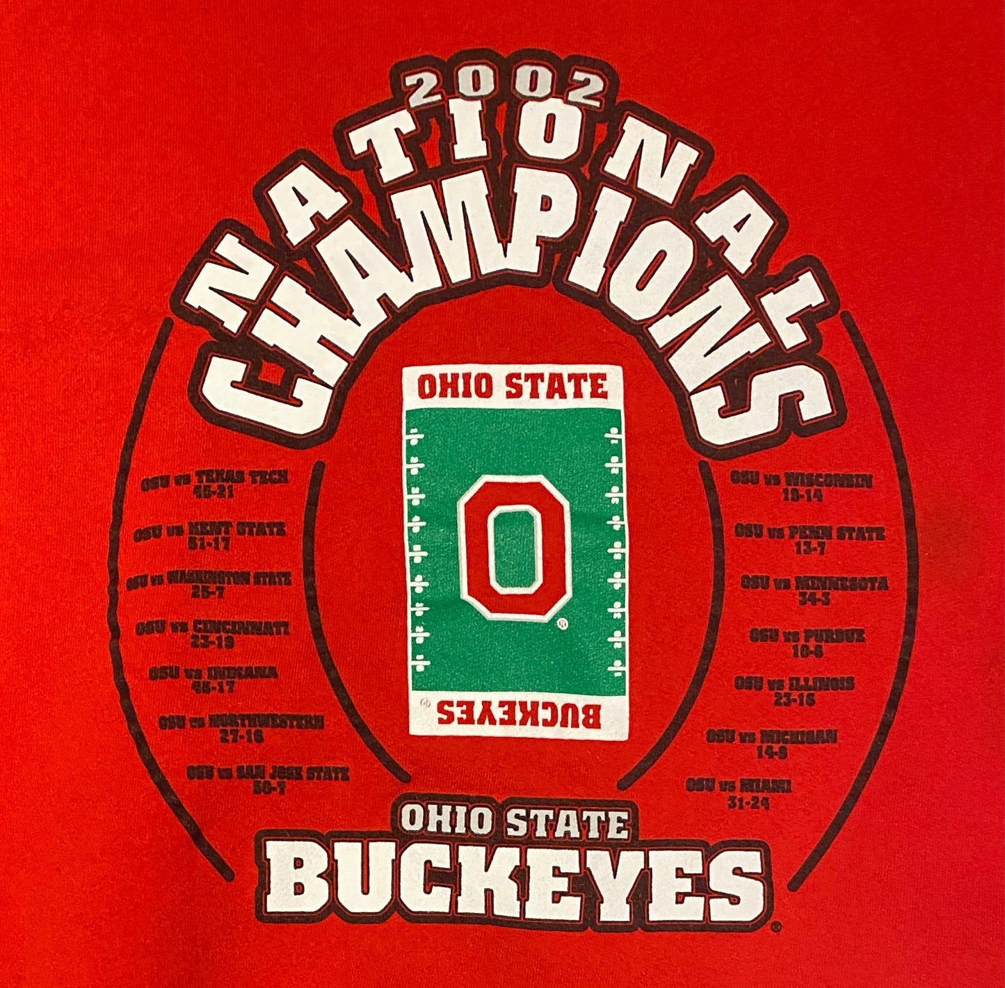 Ohio State Buckeyes National Champions 2002 Graphic Crewneck | Size Large | Vintage 2000s College Football Red Sweater|Free Shipping to USA|