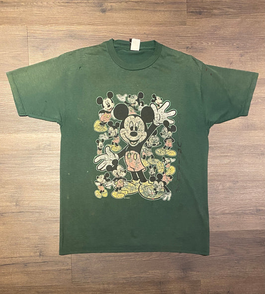 Disney Mickey Mouse Florida Graphic Tee | Size Large | Vintage 2000s Promotional Disney Cartoon Green T-Shirt | Free Shipping to USA |