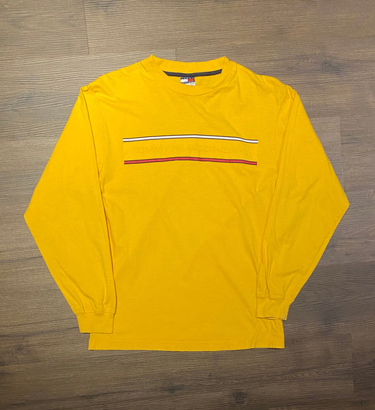 Tommy Hilfiger Jeans Graphic Tee | Size XL | Vintage 2000s Branded Yellow Long Sleeve T-Shirt | Free Shipping to USA |