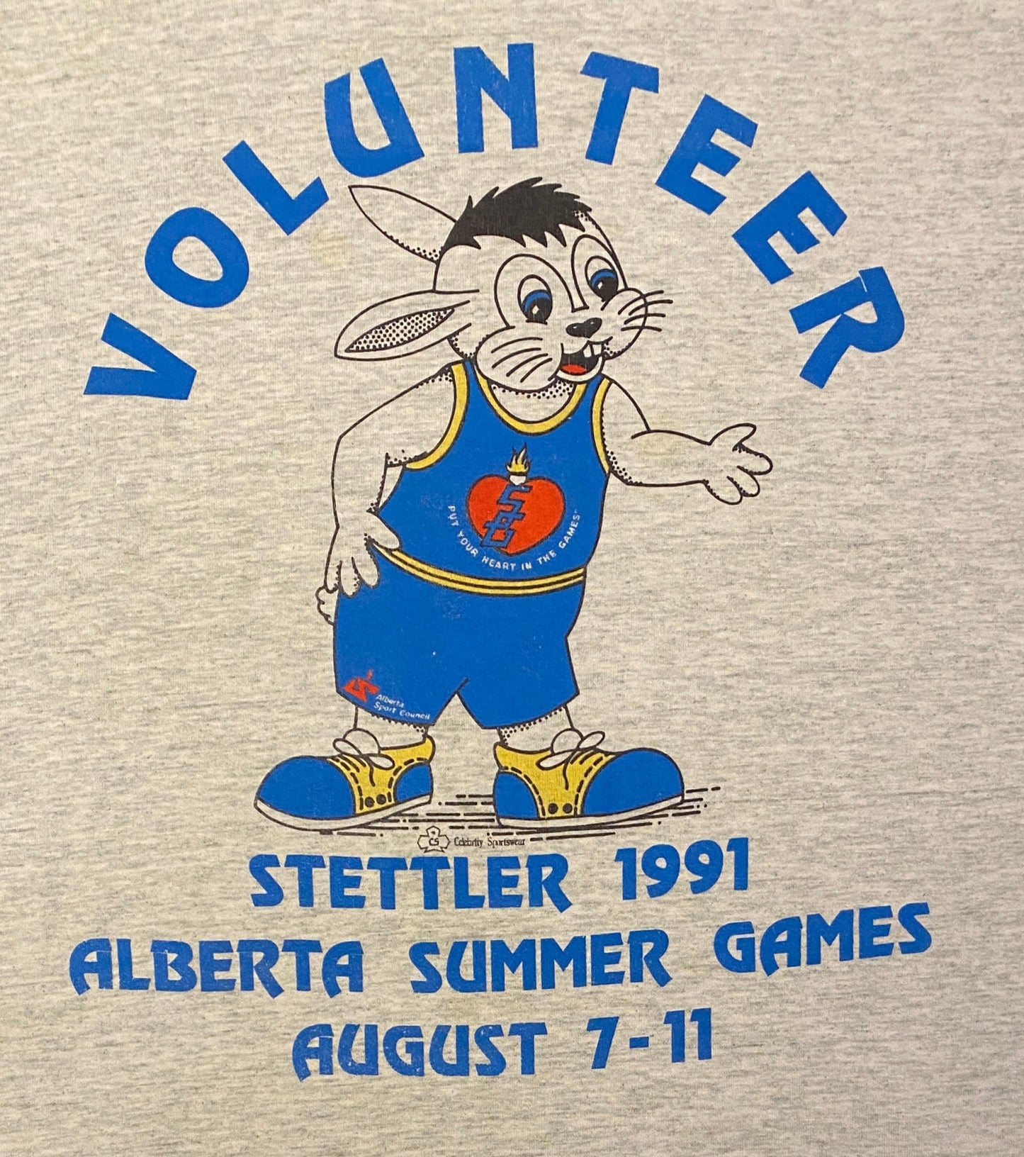 Alberta Summer Games 1991 Volunteer Graphic Tee | Size Large | Vintage 1990s Single Stitch Grey T-Shirt | Free Shipping to USA |