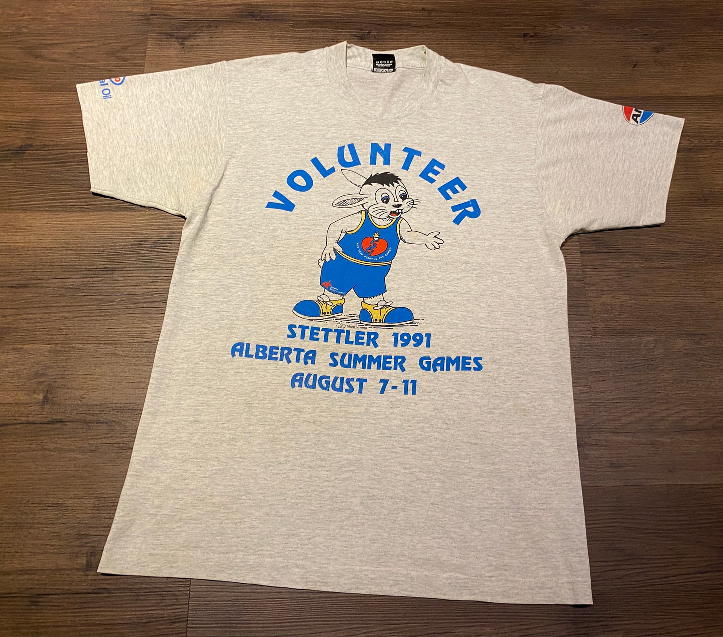 Alberta Summer Games 1991 Volunteer Graphic Tee | Size Large | Vintage 1990s Single Stitch Grey T-Shirt | Free Shipping to USA |