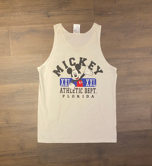 Mickey Mouse Athletic Dept. Florida Graphic Tee | Size Large | Vintage 2000s Disney Graphic Tank Top White T-Shirt | Free Shipping to USA |