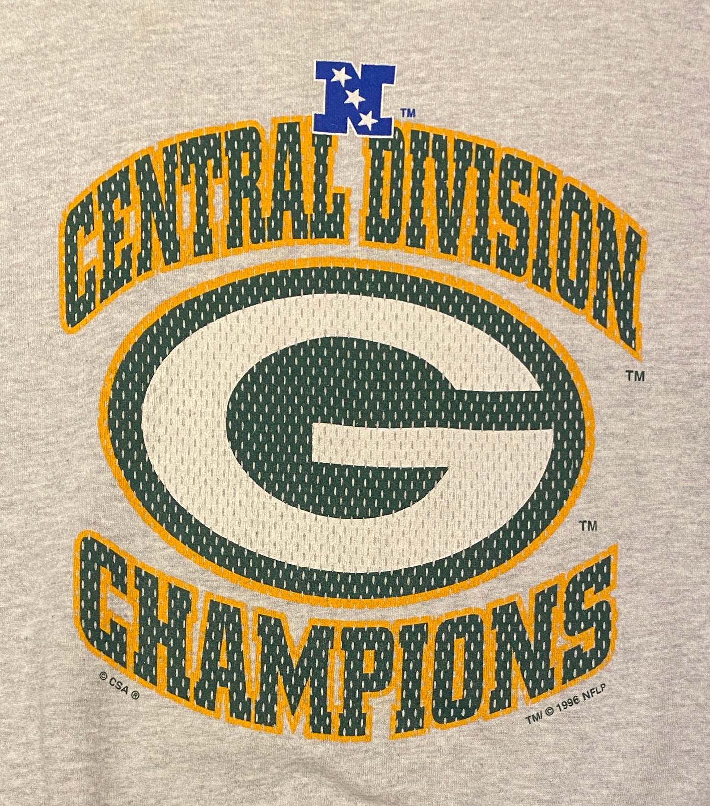 Green Bay Packers 1996 Division Champions Graphic Crewneck | Size Large | Vintage 1990s NFL Football Grey Sweater | Free Shipping to USA|