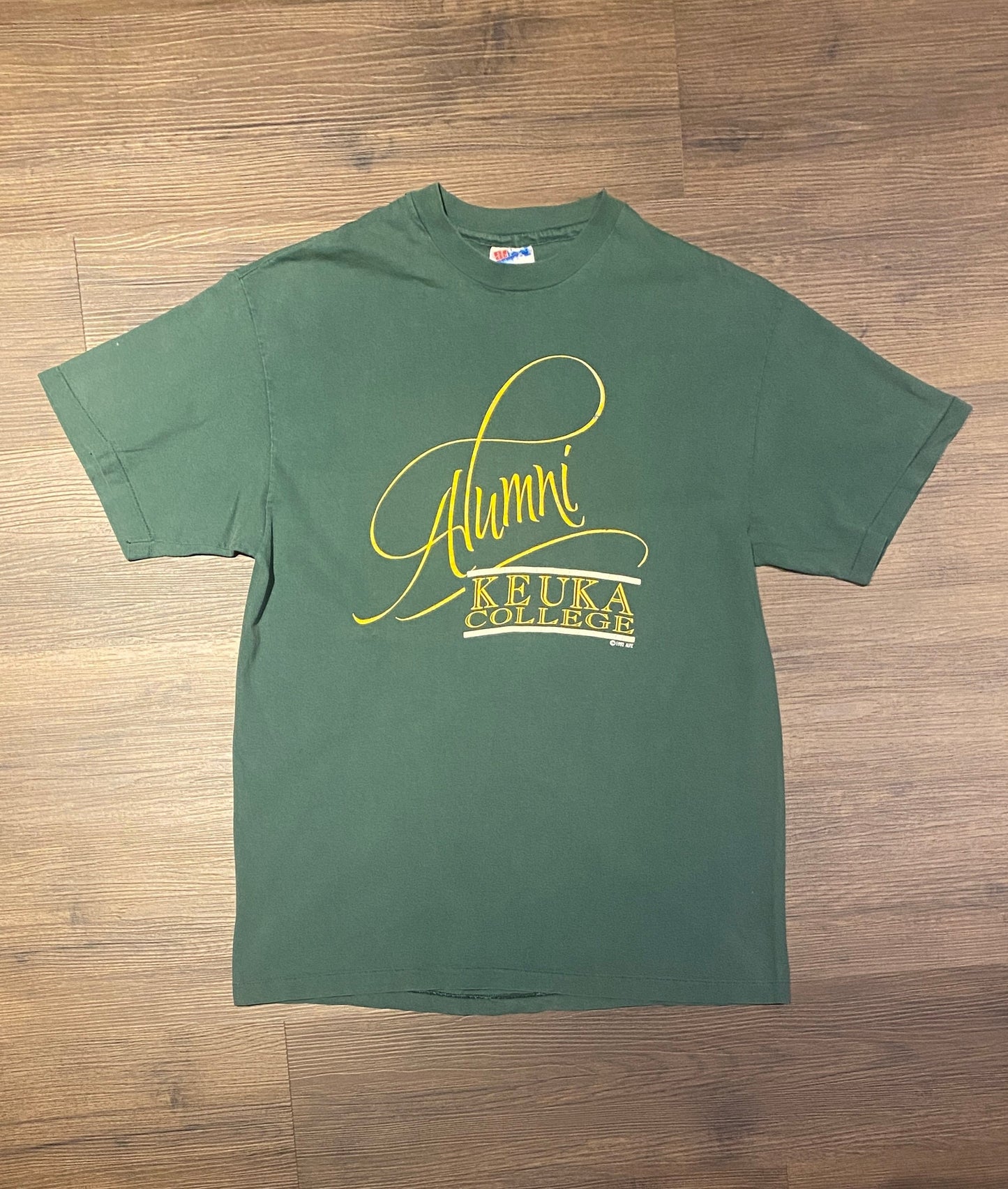 Keuka College Alumni Graphic Tee | Size Large | Vintage 1990s Single Stitch Green T-Shirt | Made in USA | Free Shipping to USA |