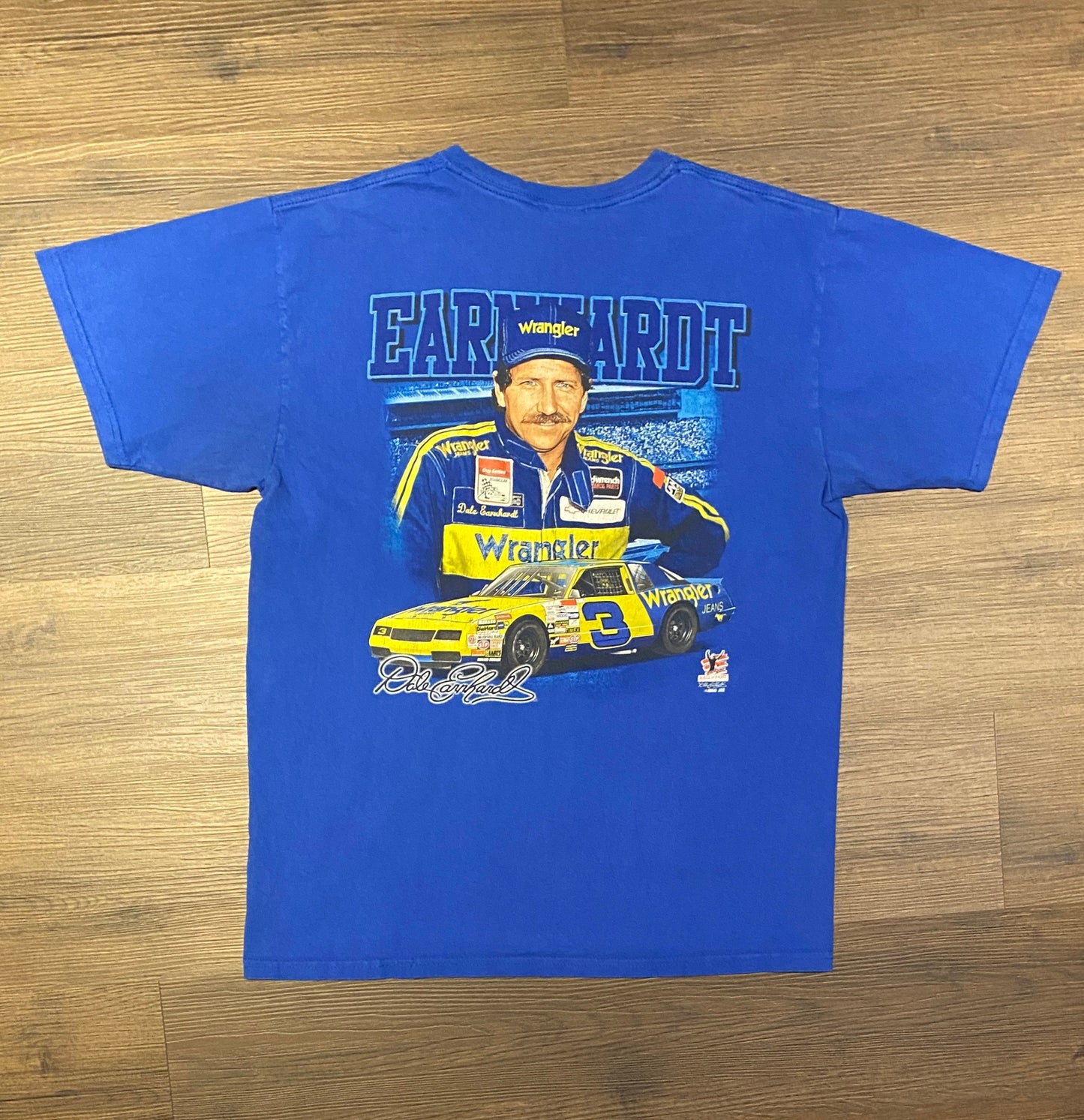 Dale Earnhardt & Dale Earnhardt Jr. Daytona NASCAR Racing Graphic Tee | Size Large | Vintage 2000s Blue Racing T-Shirt|Free Shipping to USA|