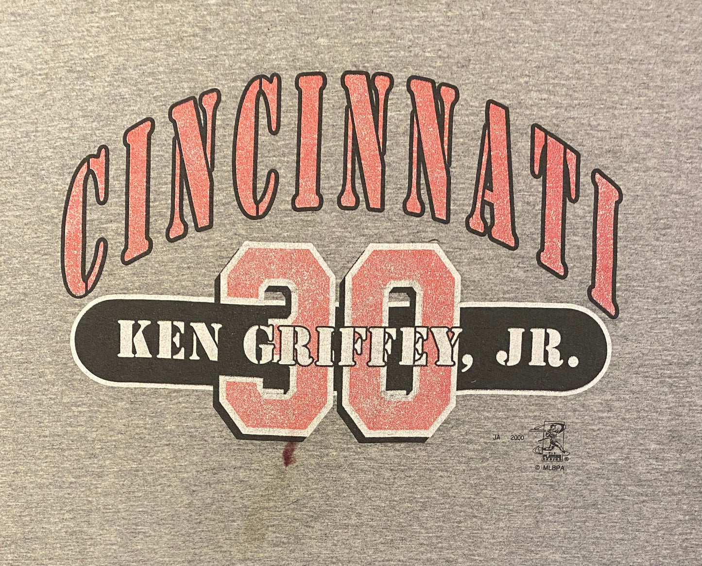 Cincinnati Reds Ken Griffey Jr. Graphic Tee | Size Large | Vintage 2000s MLB Baseball Grey T-Shirt | Free Shipping to USA |