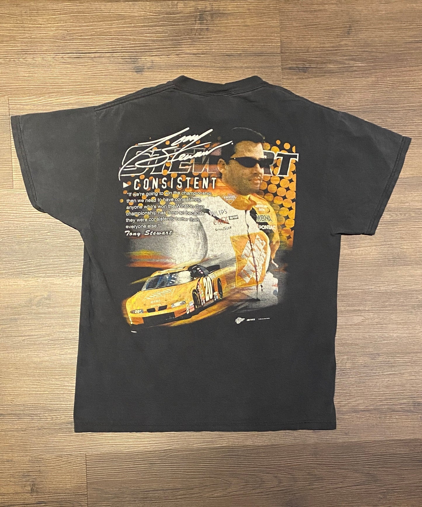 Tony Stewart Consistency NASCAR Racing Graphic Tee | Size Large | Vintage 2000s Racing Black T-Shirt | Free Shipping to USA |