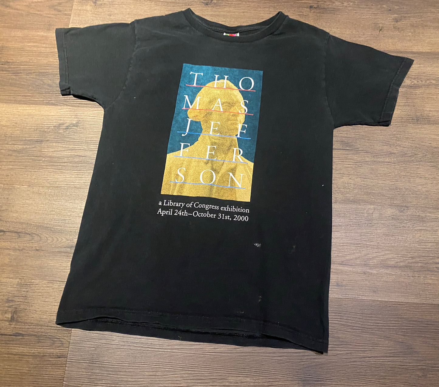 Thomas Jefferson A Library of Congress Exhibition Graphic Tee | Size Medium | Vintage 2000s USA President Blue T-Shirt|Free Shipping to USA|