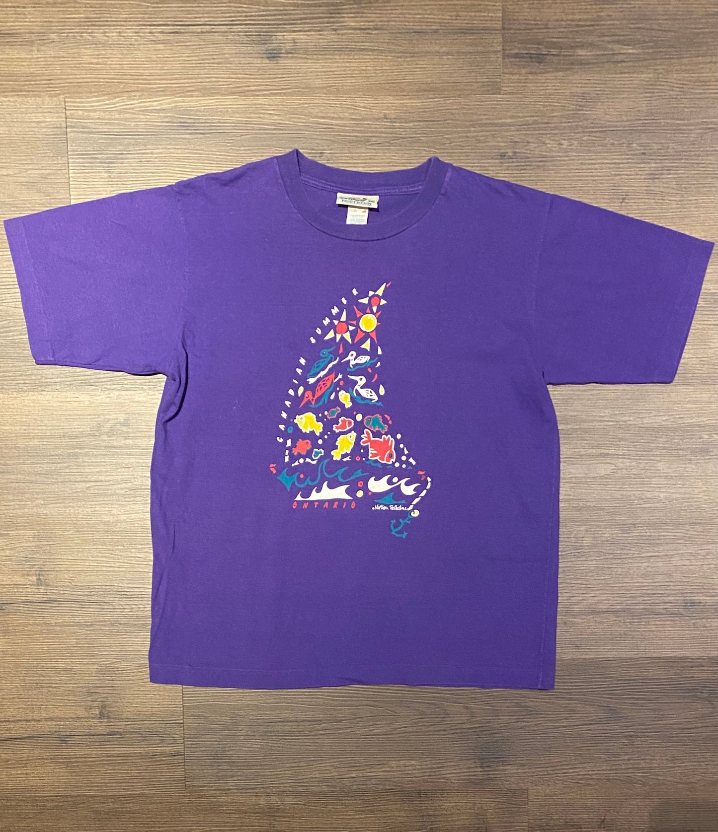 Canadian Summer, Ontario Graphic Tee | Size Small | Vintage 1990s Promotional Single Stitch Purple T-Shirt | Free Shipping to USA |