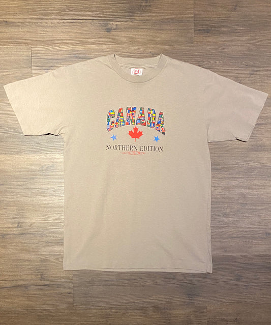 Canada Northern Edition Graphic Tee | Size Medium | Vintage 1990s Promotional Single Stitch Grey T-Shirt | Free Shipping to USA |