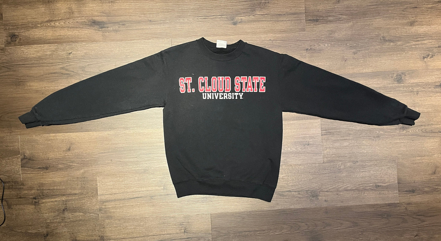 St. Cloud State University Graphic Crewneck | Size Small | Vintage 2000s College Black Sweater | St. Cloud, Minnesota |Free Shipping to USA|