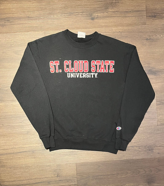 St. Cloud State University Graphic Crewneck | Size Small | Vintage 2000s College Black Sweater | St. Cloud, Minnesota |Free Shipping to USA|