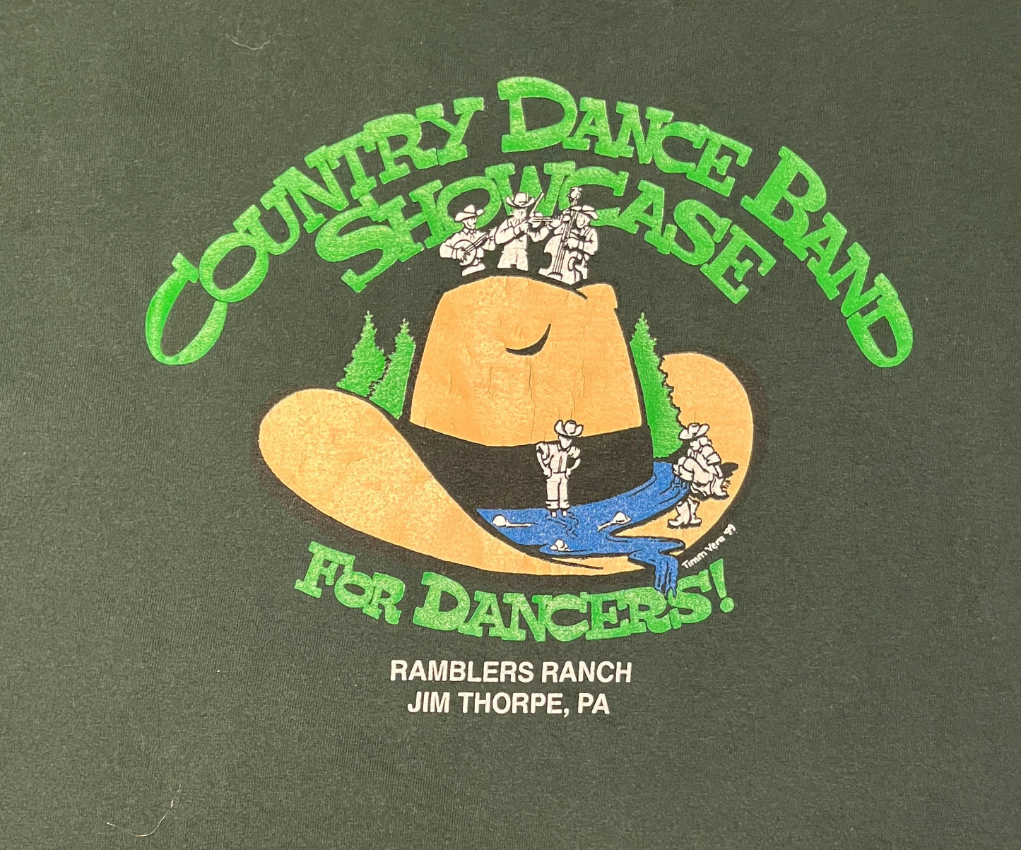 Country Dance Band Showcase Graphic Tee | Size X-Large | Vintage 1990s Country Music Green T-Shirt | Made in Canada | Free Shipping to USA|