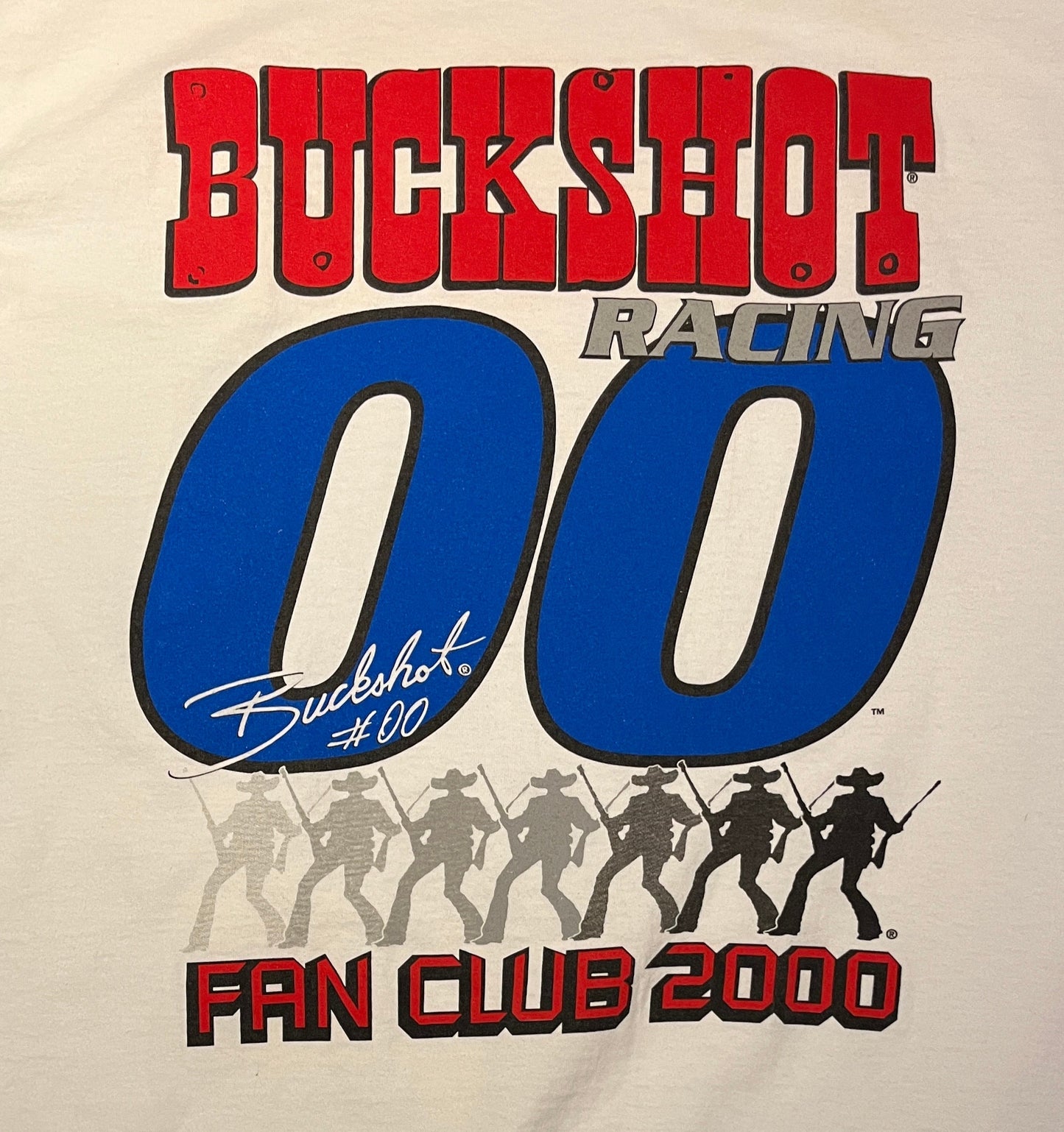 Buckshot Racing Fan Club 2000 Graphic Tee | Size X-Large | Vintage 2000s Racing White T-Shirt | Free Shipping to USA |