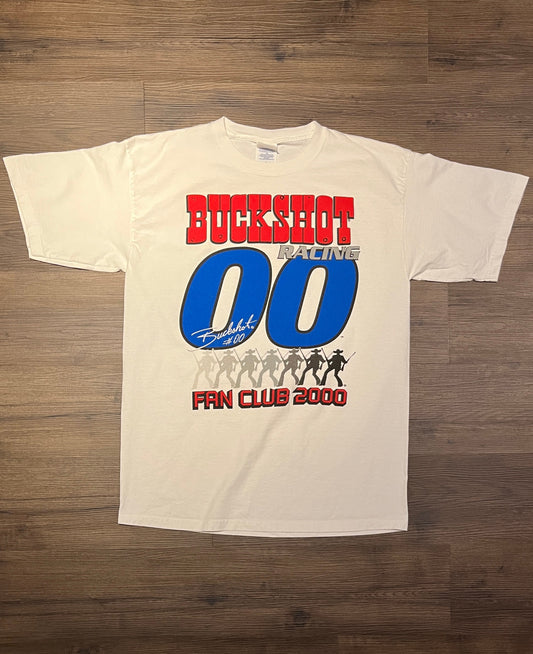 Buckshot Racing Fan Club 2000 Graphic Tee | Size X-Large | Vintage 2000s Racing White T-Shirt | Free Shipping to USA |