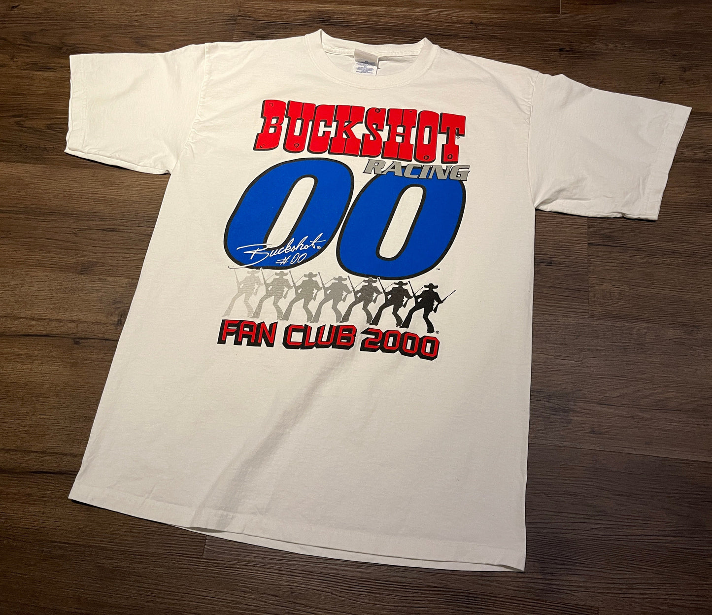 Buckshot Racing Fan Club 2000 Graphic Tee | Size X-Large | Vintage 2000s Racing White T-Shirt | Free Shipping to USA |